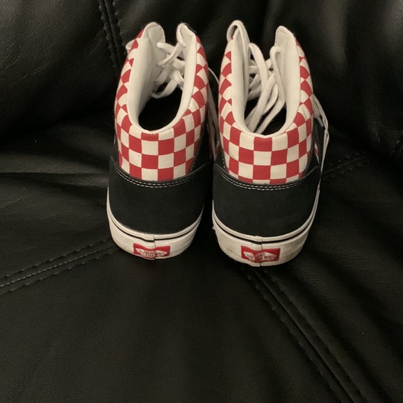 Vans Shoes High Top Red And Black Checked Vans Poshmark